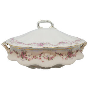 Antique Oval Shaped LS&S Carlsbad Austria Soup Tureen Covered Vegetable Dish